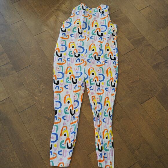 Miss‎ PomPom Straight Leg Sleeveless Sunny Day Jumpsuit Multi Womens Size Medium - Picture 4 of 9